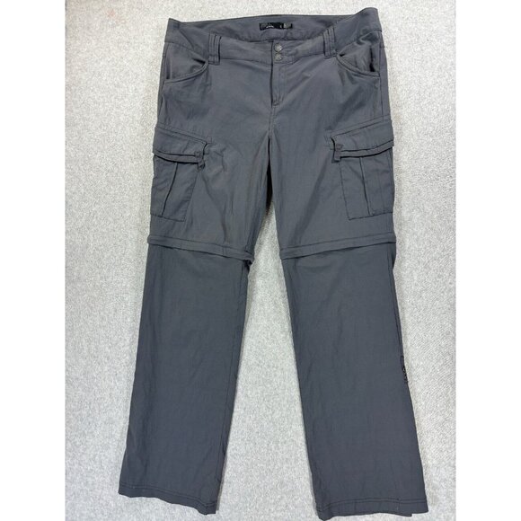 Prana Cargo Roll Up Hiking Travel Pants (Women's Size 12) Gray -‎ - Picture 1 of 13